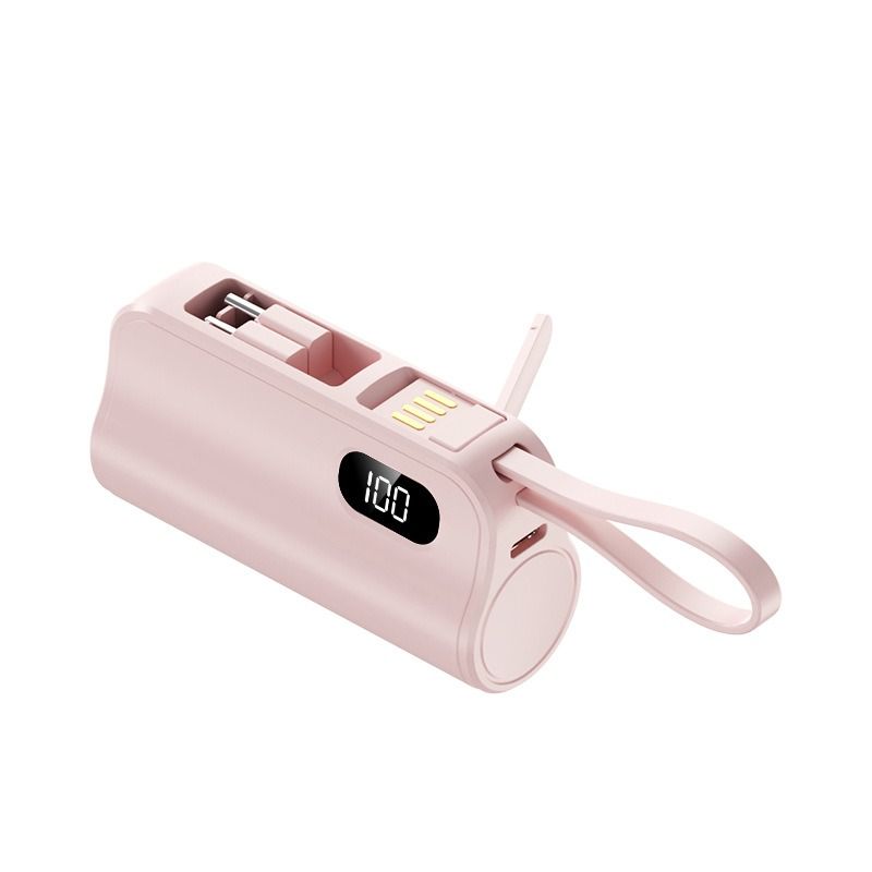 Cross border pocket capsule mini power bank portable power bank with built-in cable holder and mobile power bank