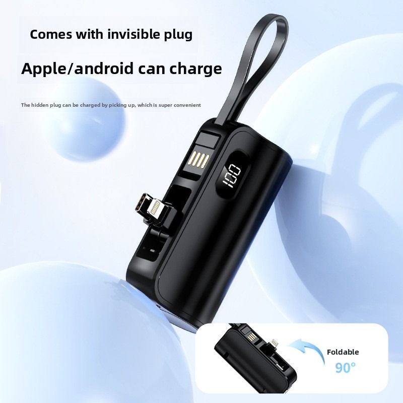 Cross border pocket capsule mini power bank portable power bank with built-in cable holder and mobile power bank
