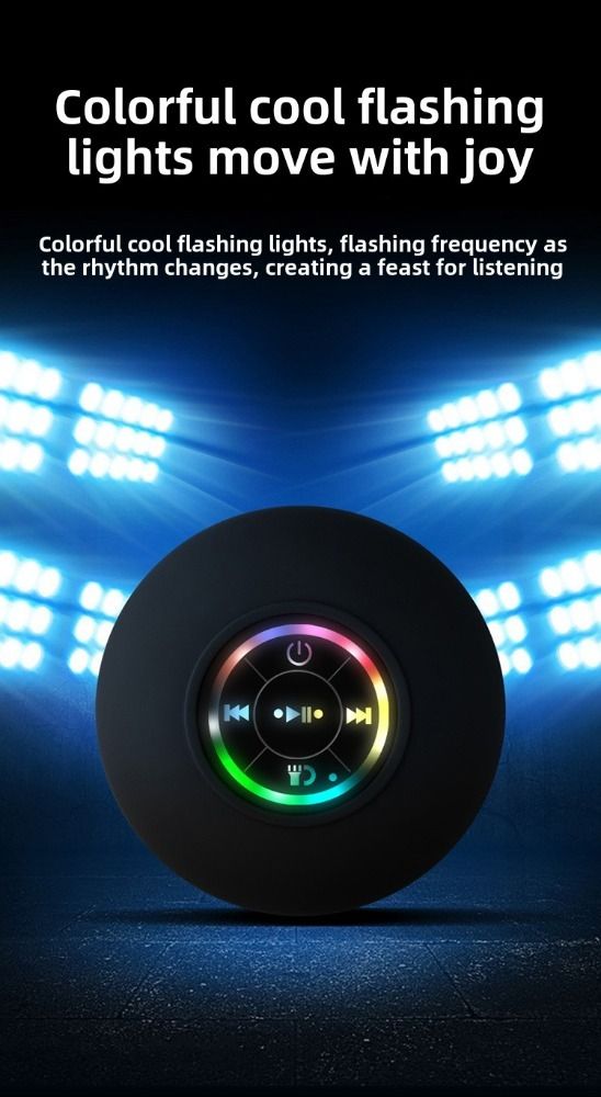 New best-selling functional suction cup waterproof Bluetooth speaker with high volume for easy carrying at home and outdoors, mini Bluetooth speaker with LED color ambient light