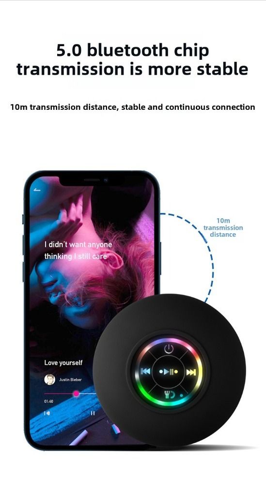 New best-selling functional suction cup waterproof Bluetooth speaker with high volume for easy carrying at home and outdoors, mini Bluetooth speaker with LED color ambient light