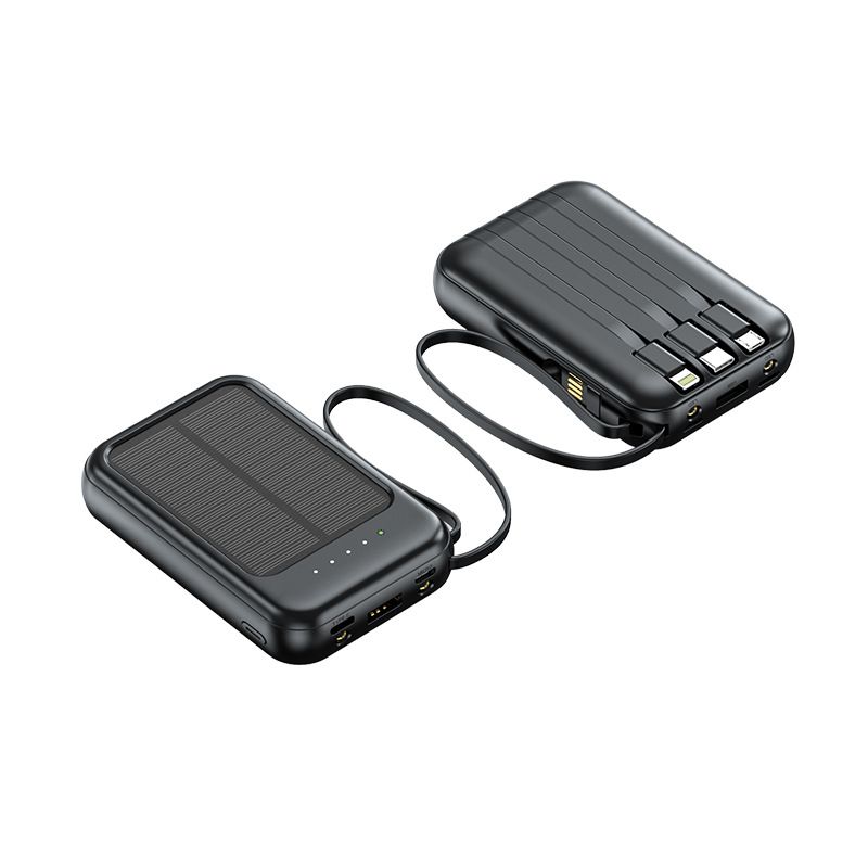 New hot-selling mobile power bank, mini with built-in line, solar charging bank, 10000 mAh large capacity, portable,.