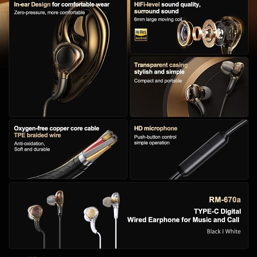New best-selling technology based noise cancelling wired in ear headphones, not harmful to the ears, with microphone for calling, Type-C interface