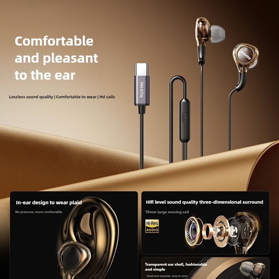 New best-selling technology based noise cancelling wired in ear headphones, not harmful to the ears, with microphone for calling, Type-C interface