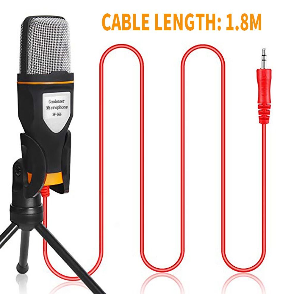 Computer video voice microphone with stand, mobile live broadcast microphone, singing wired condenser microphone