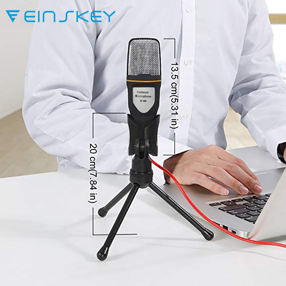 Computer video voice microphone with stand, mobile live broadcast microphone, singing wired condenser microphone