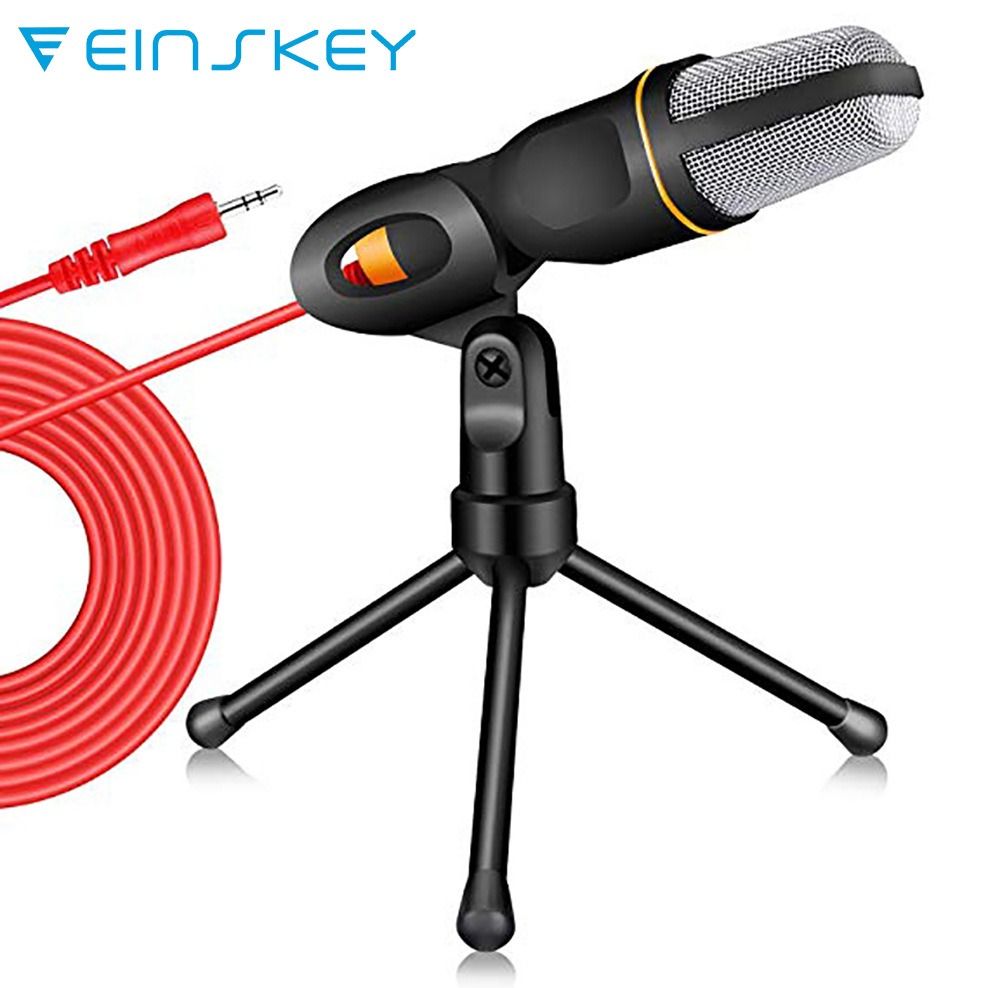 Computer video voice microphone with stand, mobile live broadcast microphone, singing wired condenser microphone