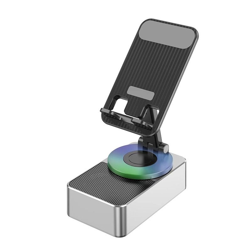Multi functional 360 degree rotating bracket with colorful lighting base, foldable and stretchable Bluetooth speaker emergency power bank