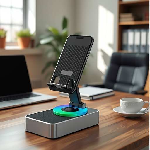Multi functional 360 degree rotating bracket with colorful lighting base, foldable and stretchable Bluetooth speaker emergency power bank