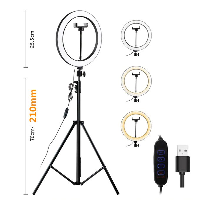 12-Inch Ring Light with 2.1m Tripod – Adjustable Color Temperature, Perfect for Makeup, Photography, and Live Streaming