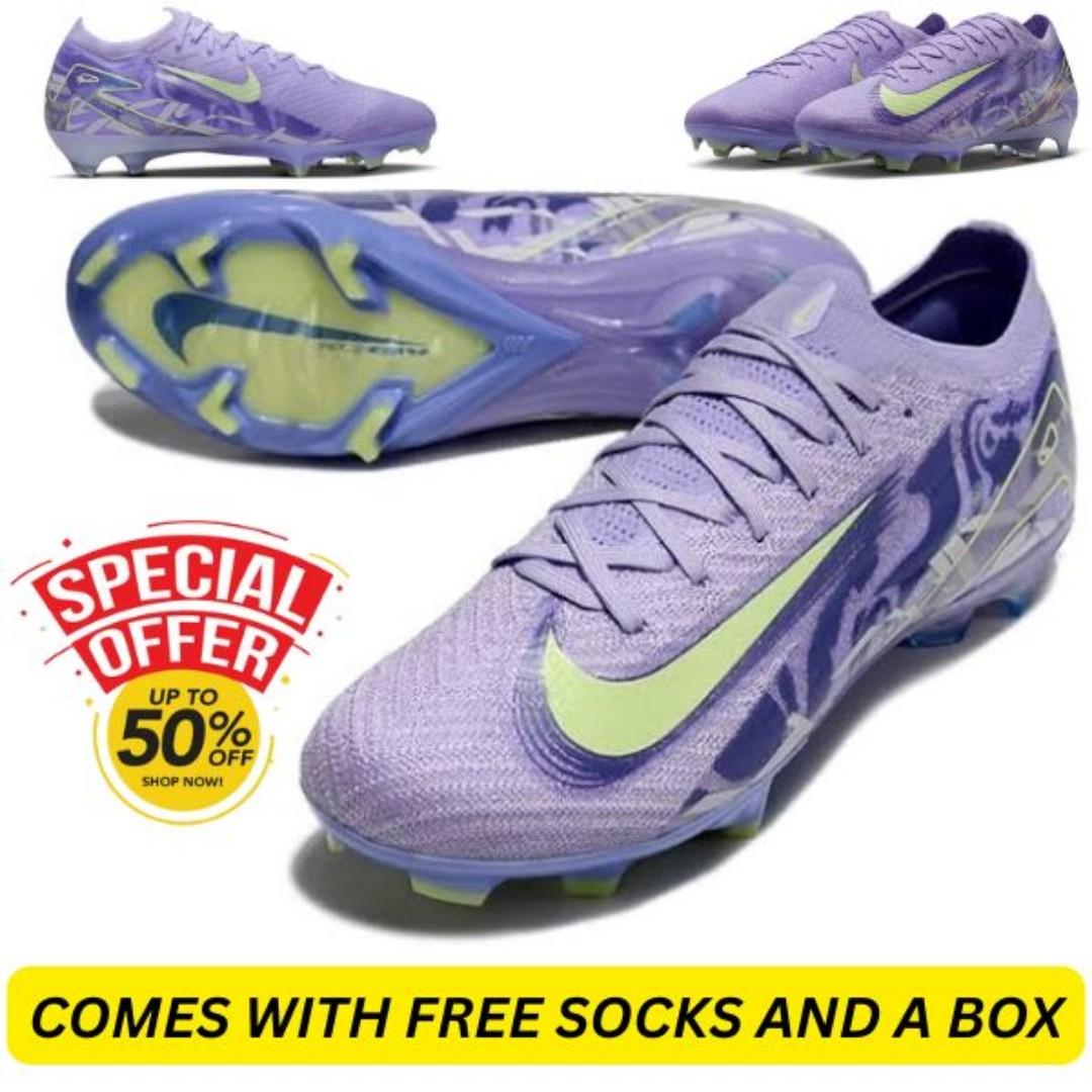 Original Air Zoom United Phantom Mercurial, GX 2 Elite FG Low-Top Football Boots, Soccer boots, ground soccer clears, purple yellow white