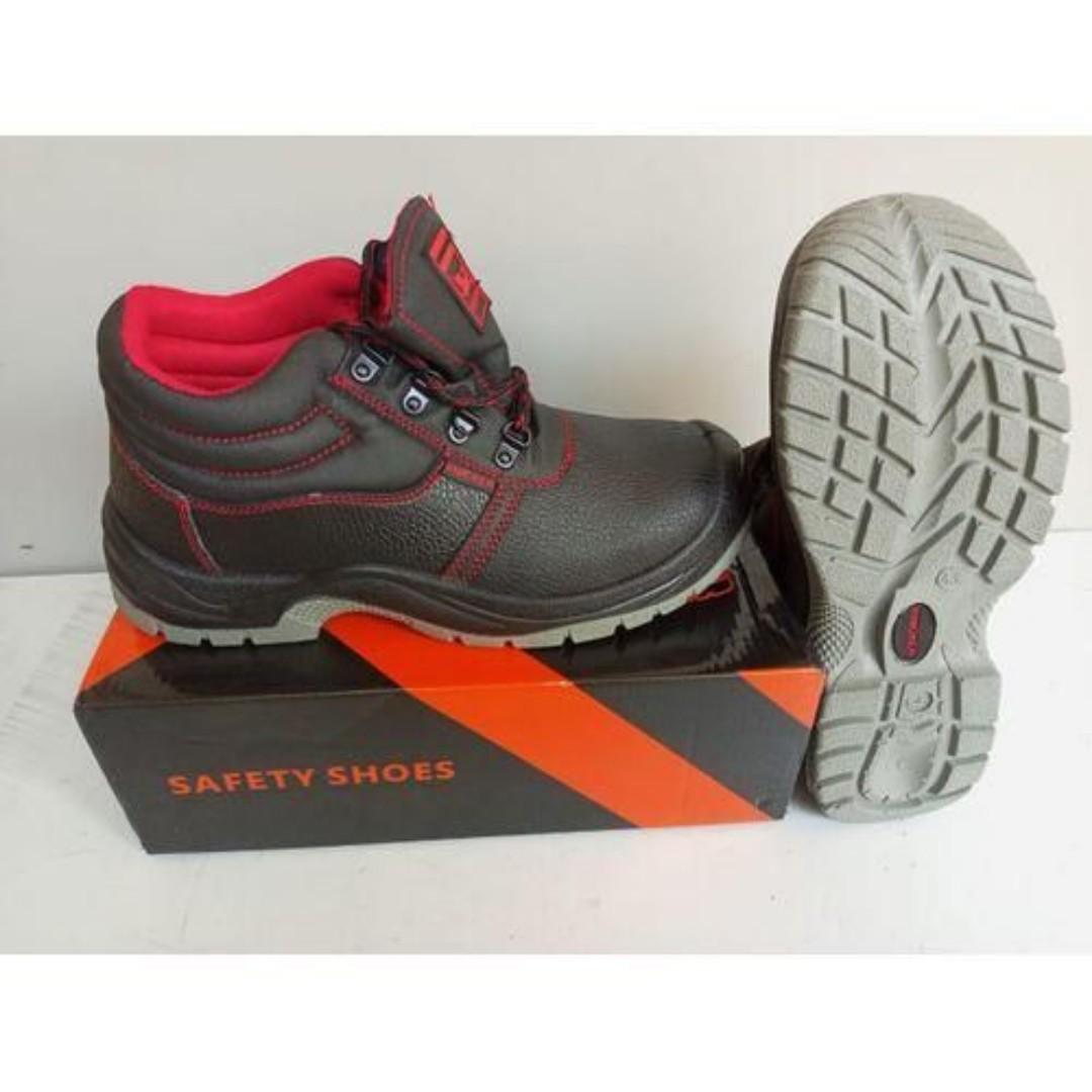 ORIGINAL BLACK LEATHER AND RUBBER SOLE SAFETY BOOTS, INDUSTRIAL BOOTS, SAFETY SHOES, COMPANY SHOES, SCHOOL SAFETY BOOT