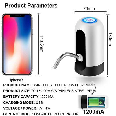 🔥Automatic Electric Water Pump Dispenser Portable Drinking Water Pump Dispenser Switch with LED Light USB rechargeable Port for Home, Kitchen, Office, outdoor, hiking, camping