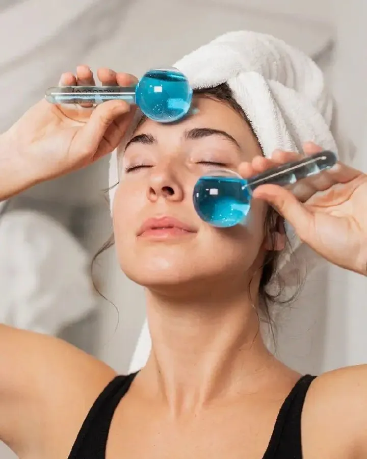 🔥🔥 Ice Globes for Facials Massage Tool Set, Face Roller Cooling Glitter Massager Glitter ASMR for Face Neck, Skin Care Daily Beauty, Reduce Wrinkle,Headaches, Tighten Skin and acne