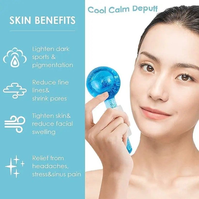 🔥🔥 Ice Globes for Facials Massage Tool Set, Face Roller Cooling Glitter Massager Glitter ASMR for Face Neck, Skin Care Daily Beauty, Reduce Wrinkle,Headaches, Tighten Skin and acne