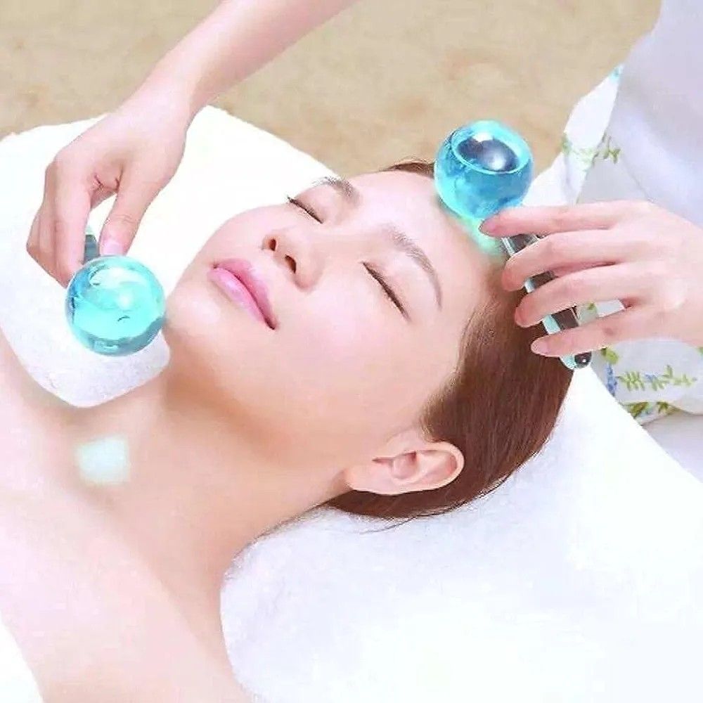 🔥🔥 Ice Globes for Facials Massage Tool Set, Face Roller Cooling Glitter Massager Glitter ASMR for Face Neck, Skin Care Daily Beauty, Reduce Wrinkle,Headaches, Tighten Skin and acne