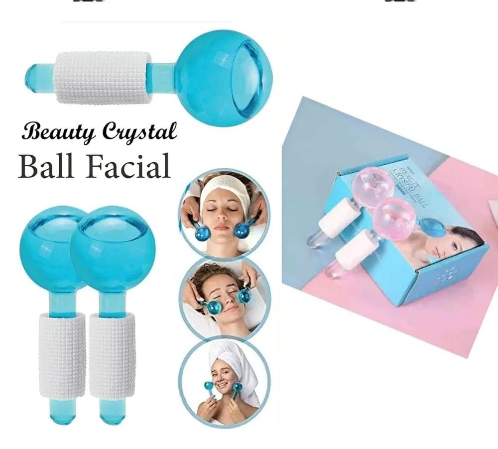 🔥🔥 Ice Globes for Facials Massage Tool Set, Face Roller Cooling Glitter Massager Glitter ASMR for Face Neck, Skin Care Daily Beauty, Reduce Wrinkle,Headaches, Tighten Skin and acne