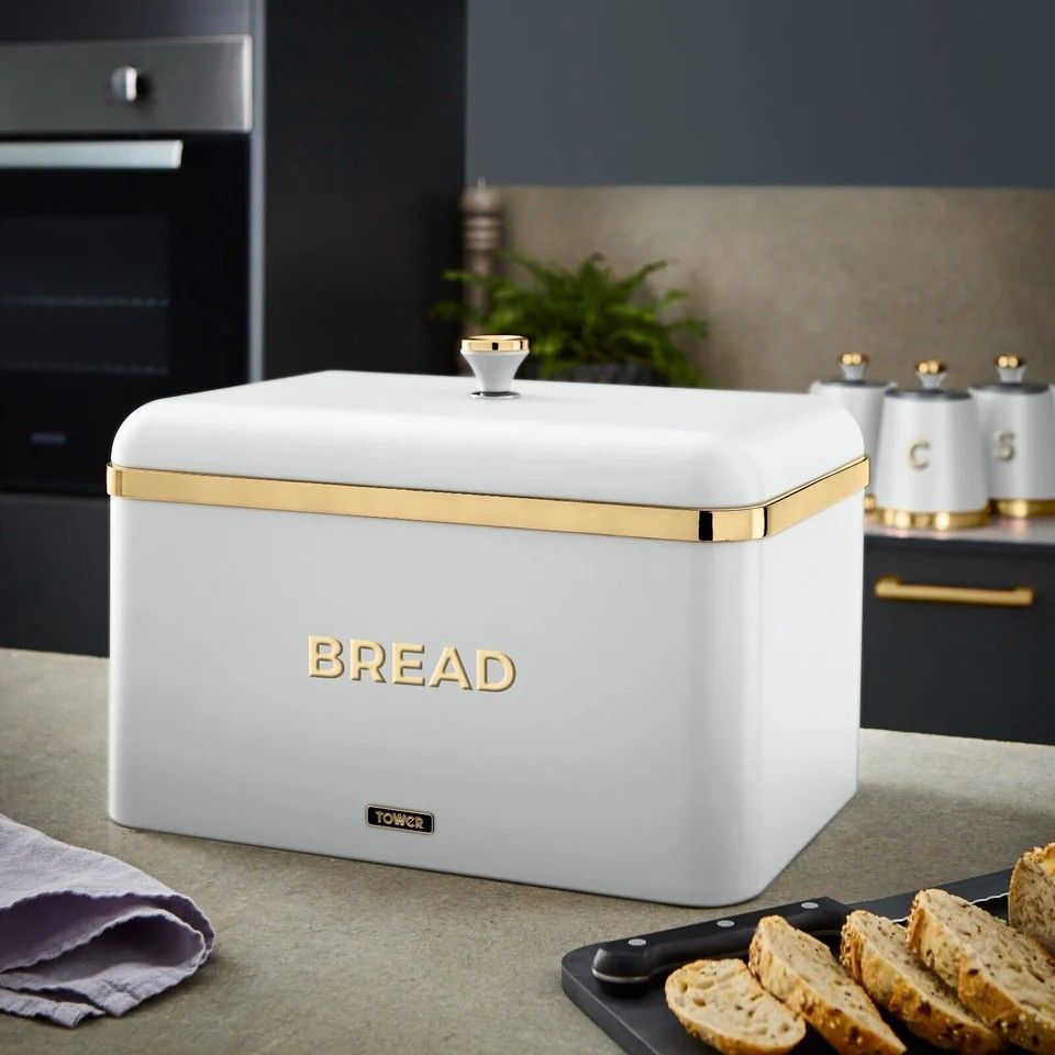 🔥🔥 Storage bread bin Capacity with 3 canisters of  each, Durable Carbon Steel Body with fully removable lid for easy access. Simple wipe clean, Part of the Cavaletto Breakfast and Store.
