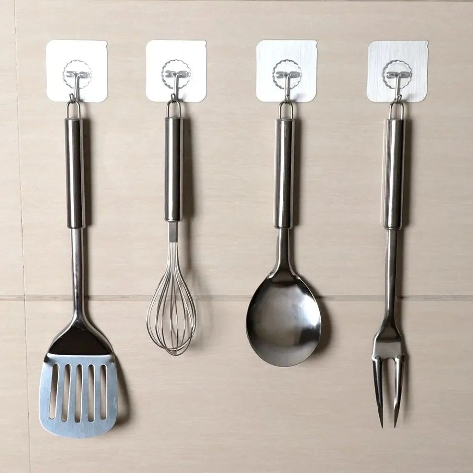 🔥6pcs Hook Strong Wall Hanger Sticker magic hooks Waterproof Adhesive Heavy Load max at 10kgs, Rack Stainless Steel Hook, Bathroom hook Accessories