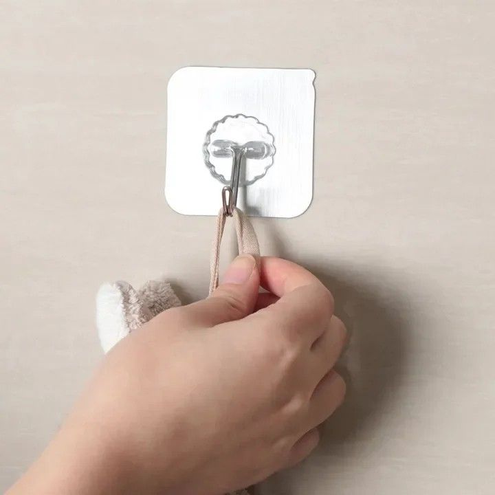 🔥6pcs Hook Strong Wall Hanger Sticker magic hooks Waterproof Adhesive Heavy Load max at 10kgs, Rack Stainless Steel Hook, Bathroom hook Accessories