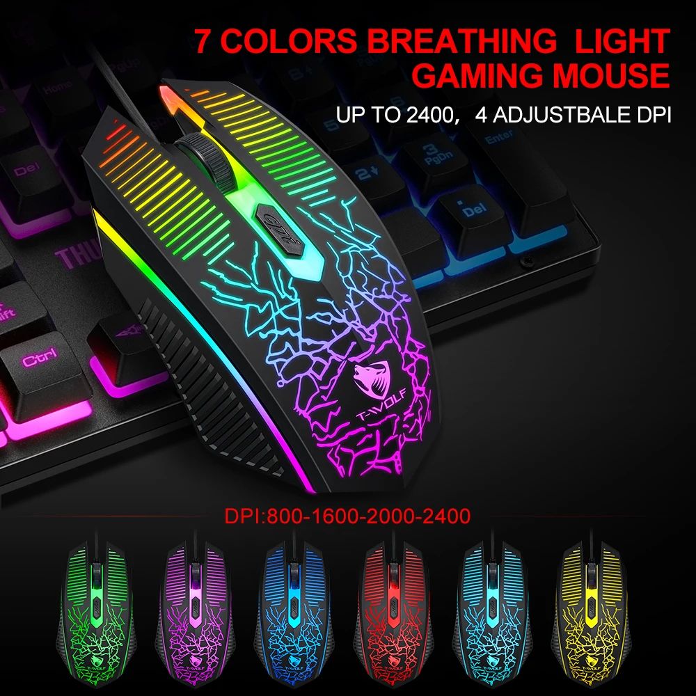 4 in 1 Gaming Keyboard and Mouse and Gaming Headset and Mouse Pad Wired LED RGB Backlight Keyboard Combo for Desktop Computer PC