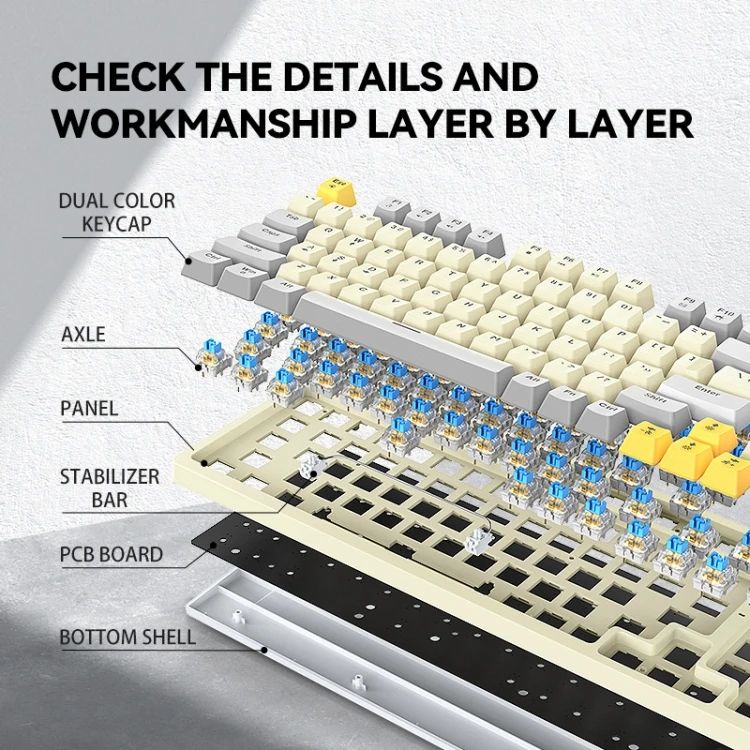 Hot Sales TWOLF T50 Optical Switch Wired RGB Macro Gaming Mechanical Keyboard with 97 Keys Knob Module Latency Playing