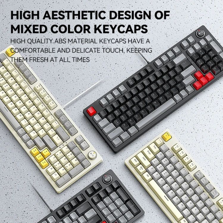 Hot Sales TWOLF T50 Optical Switch Wired RGB Macro Gaming Mechanical Keyboard with 97 Keys Knob Module Latency Playing