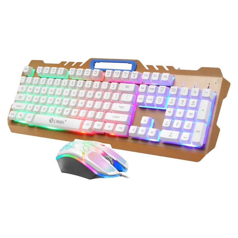 T21 Cool Back Light Gaming Mechanical Keyboard Feel Metal Phone Holder Wired Keyboard Mouse Set