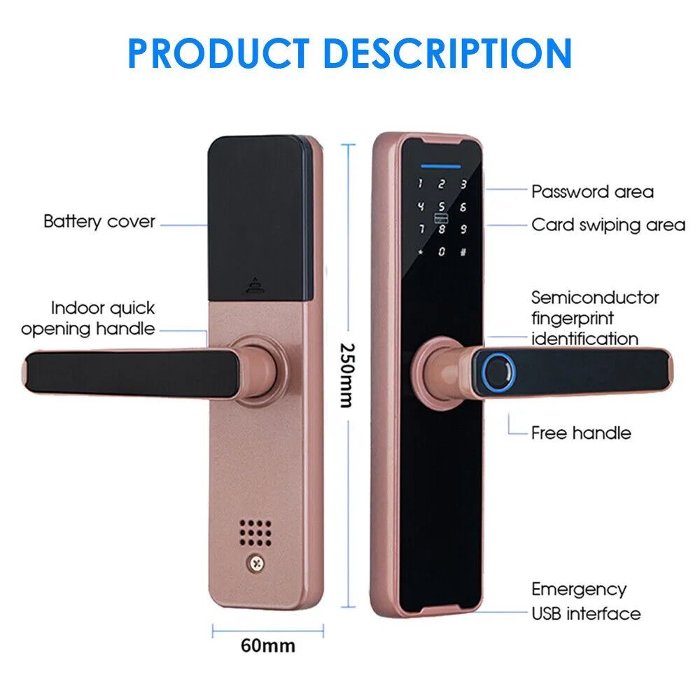 Tuya smart lock fingerprint lock password lock door lock black red bronze