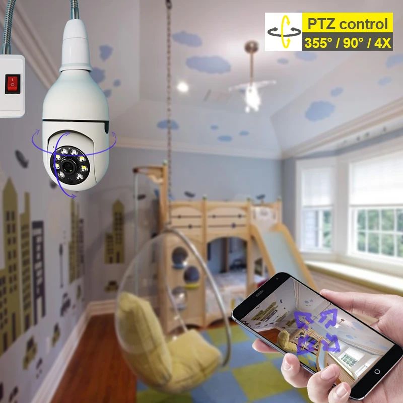 Tuya Smart Security Wireless Cameras Smart Home IP Cam AI Tracking 360 Degree 220V E27