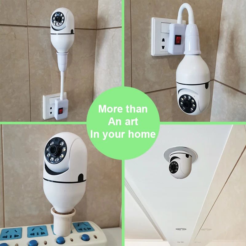 Tuya Smart Security Wireless Cameras Smart Home IP Cam AI Tracking 360 Degree 220V E27