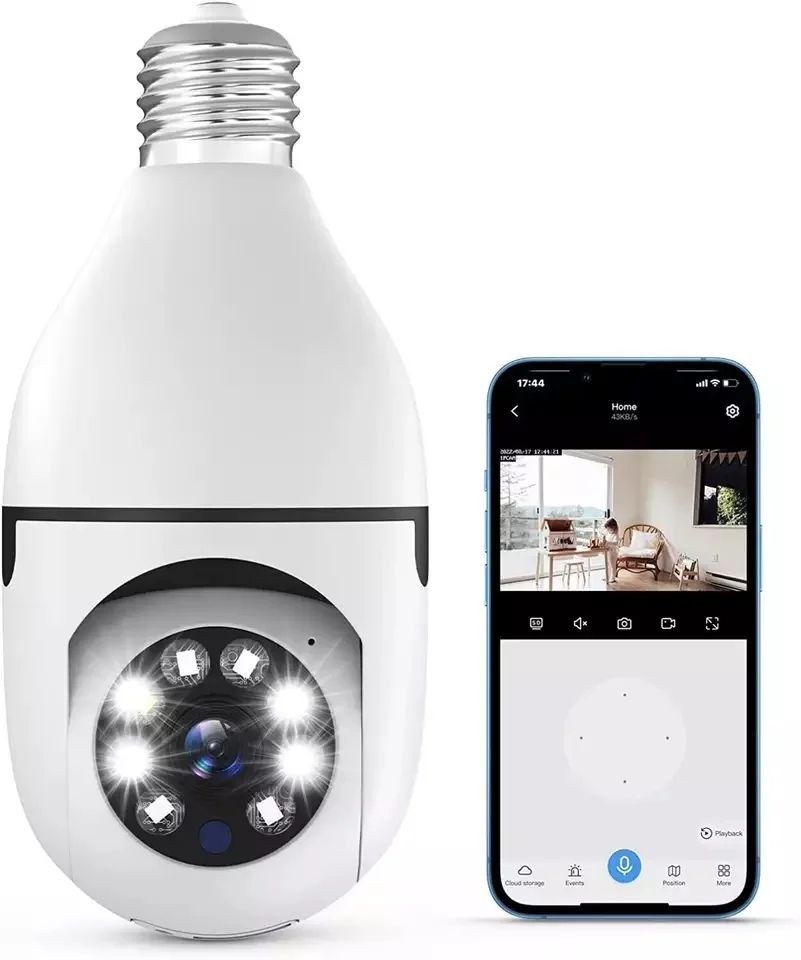 360° PANORAMIC BULB CCTV WiFi IP PTZ PAN & TILT ROTATING CAMERA MOTION TRACKING,2WAY COMMUNICATION, SUPPORT SD CARD AND CLOUD STORAGE,FULL