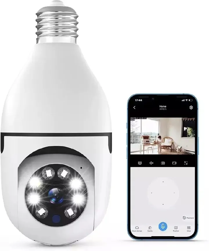 360° PANORAMIC BULB CCTV WiFi IP PTZ PAN & TILT ROTATING CAMERA MOTION TRACKING,2WAY COMMUNICATION, SUPPORT SD CARD AND CLOUD STORAGE,FULL