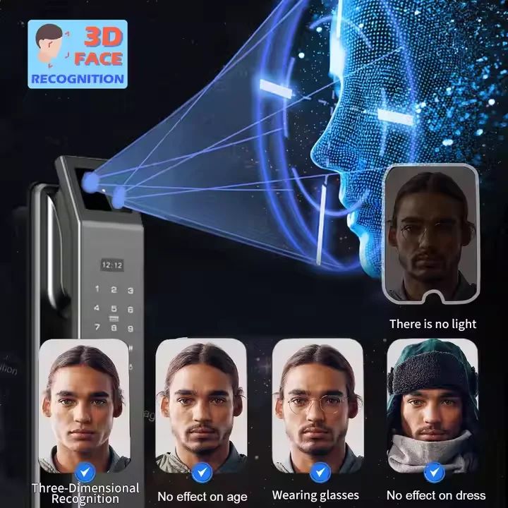Face Recognition Biometric Smart Lock Fingerprint RFID Digital Lock NFC Keyless Door Lock With Camera Wishome WIFI