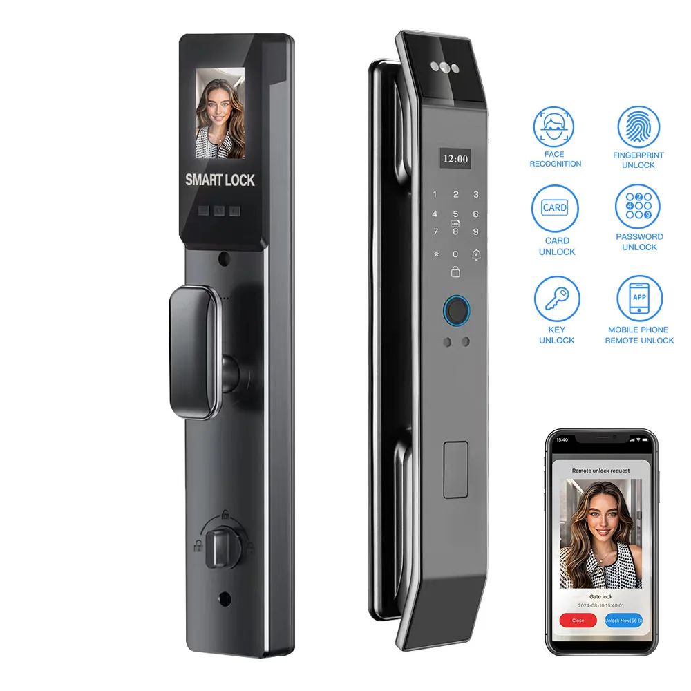 Face Recognition Biometric Smart Lock Fingerprint RFID Digital Lock NFC Keyless Door Lock With Camera Wishome WIFI
