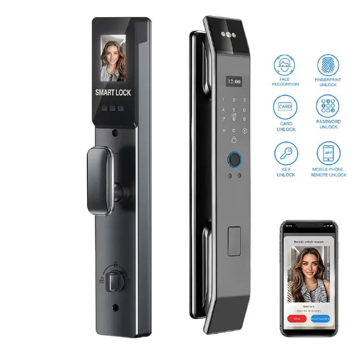 Face Recognition Biometric Smart Lock Fingerprint RFID Digital Lock NFC Keyless Door Lock With Camera Wishome WIFI