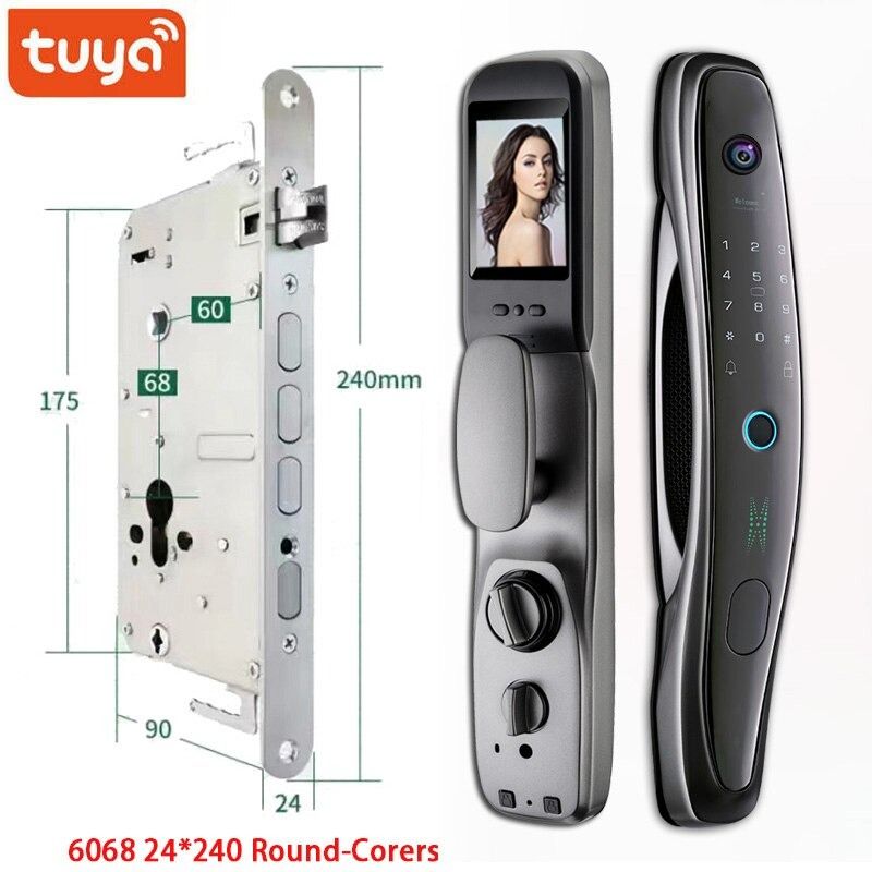 Tuya Smart Face Recognition Door Lock with Wi-Fi, Fingerprint, Password, RFID & App Control – Intelligent Digital Security Lock for Home and Office