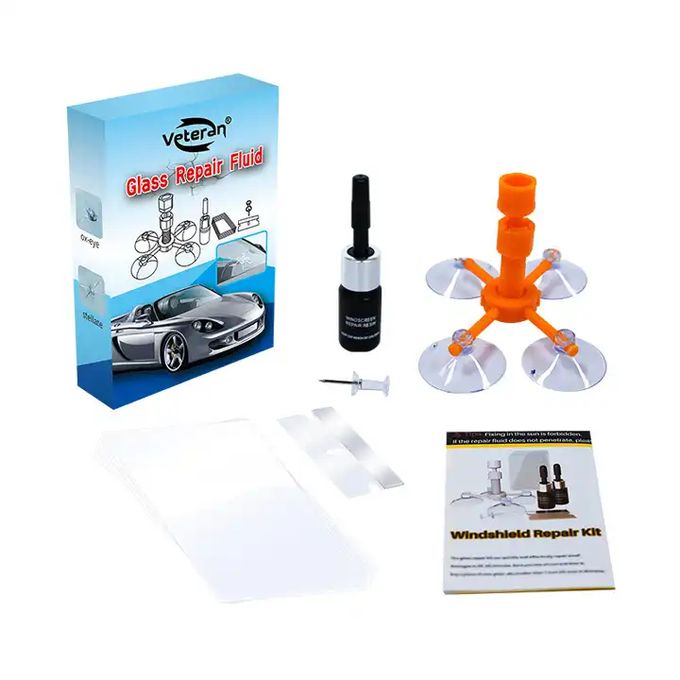 Veteran Car Windshield Glass Repair Kit – DIY Crack and Chip Fix Resin with Suction Applicator Tool for Quick Windshield Restoration