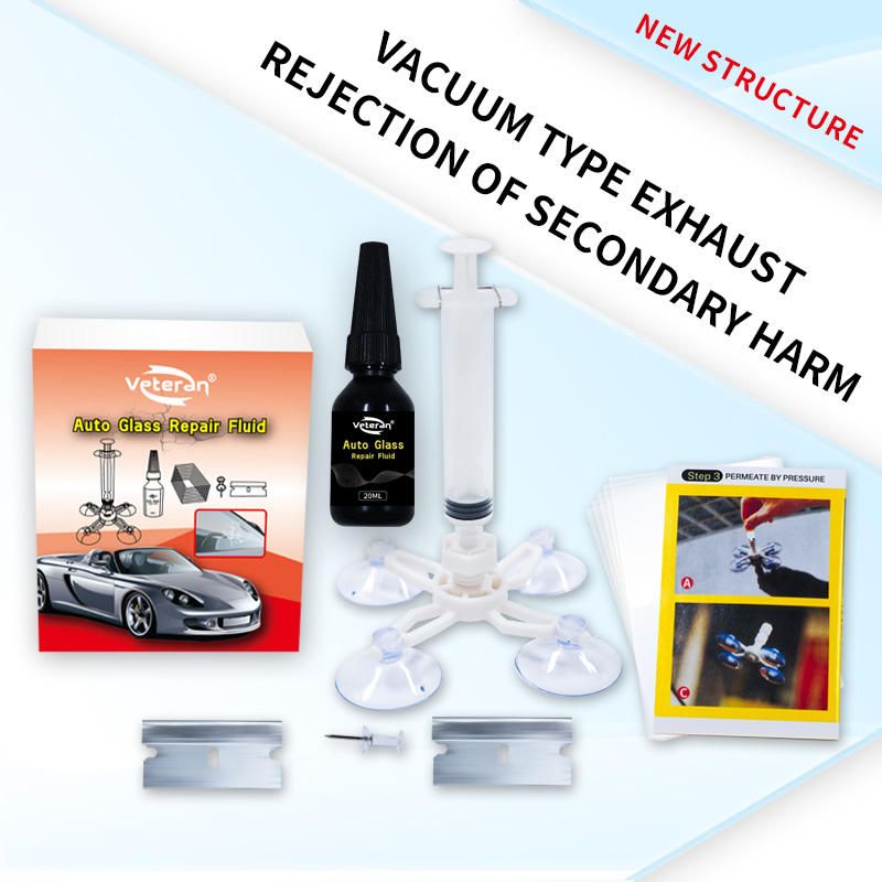 Veteran Car Windshield Glass Repair Kit – DIY Crack and Chip Fix Resin with Suction Applicator Tool for Quick Windshield Restoration