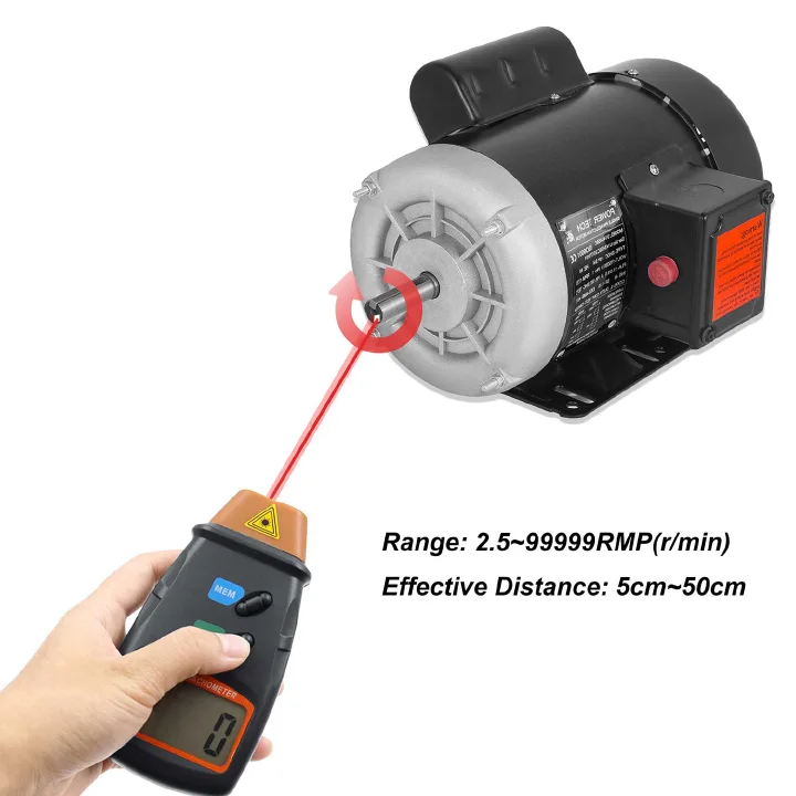 DT-2234C+ Optical Laser Tachometer | Non-Contact RPM Sensor for Measuring Motor/Fan/Engine Rotational Speed