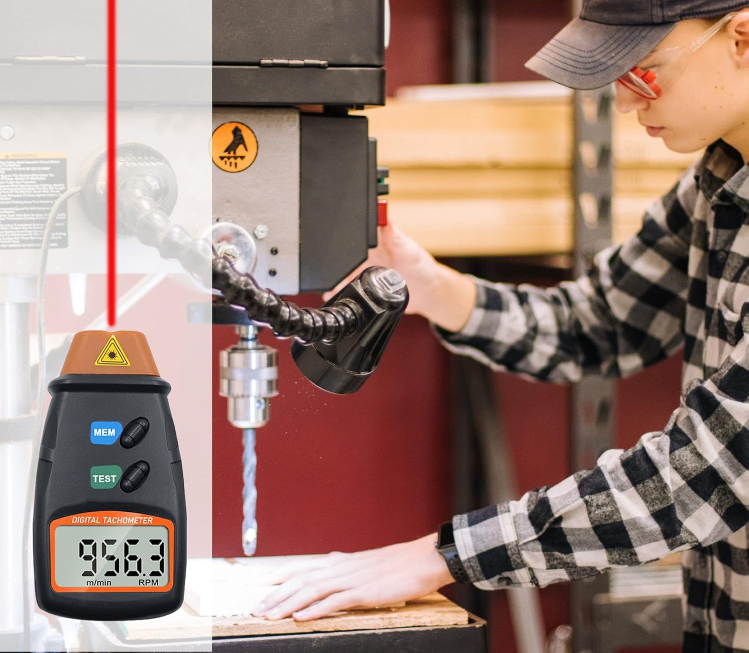 Professional DT-2234C+ Non-Contact Laser RPM Counter | Digital Tachometer for Motors, Fans, Engines & Industrial Machines