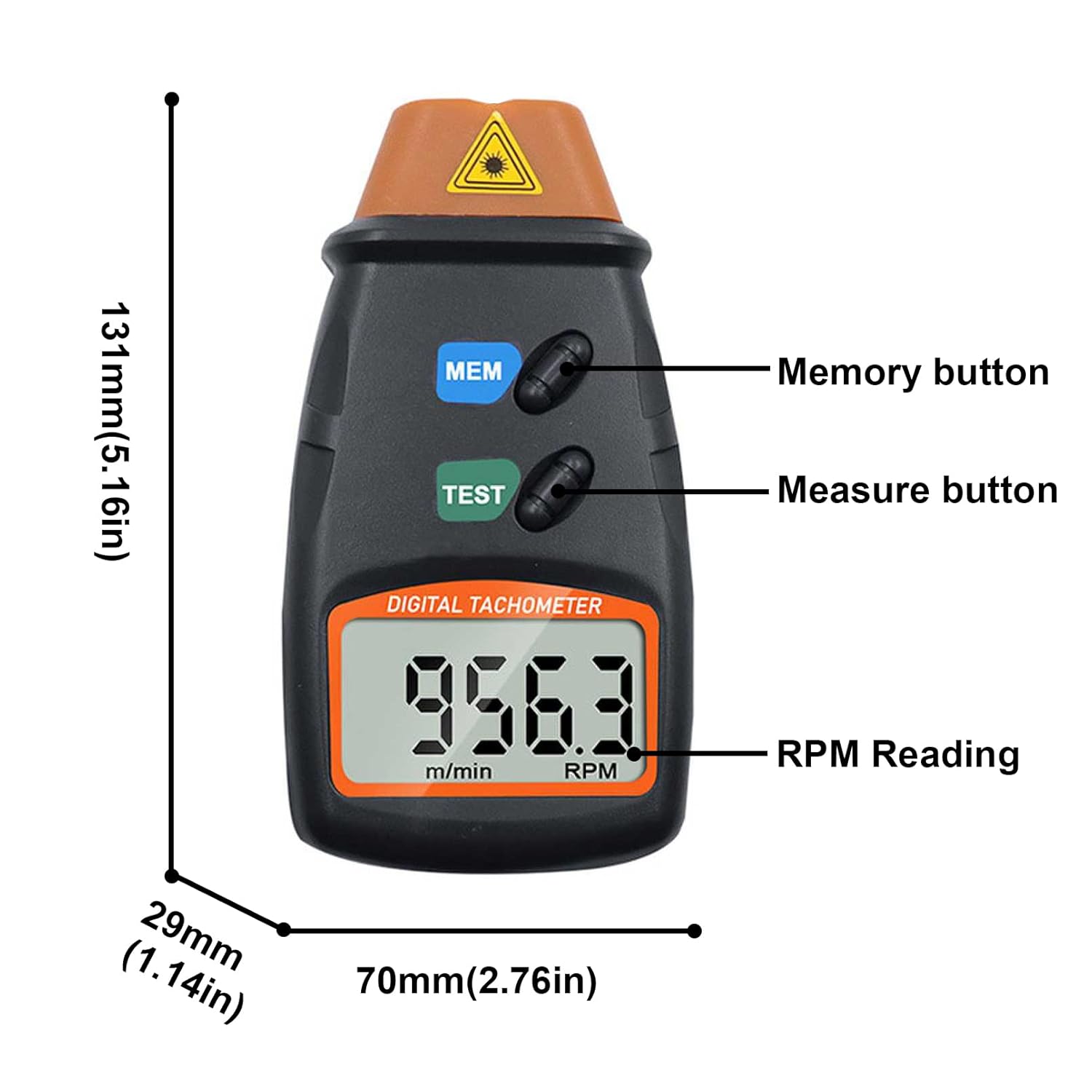 Professional DT-2234C+ Non-Contact Laser RPM Counter | Digital Tachometer for Motors, Fans, Engines & Industrial Machines