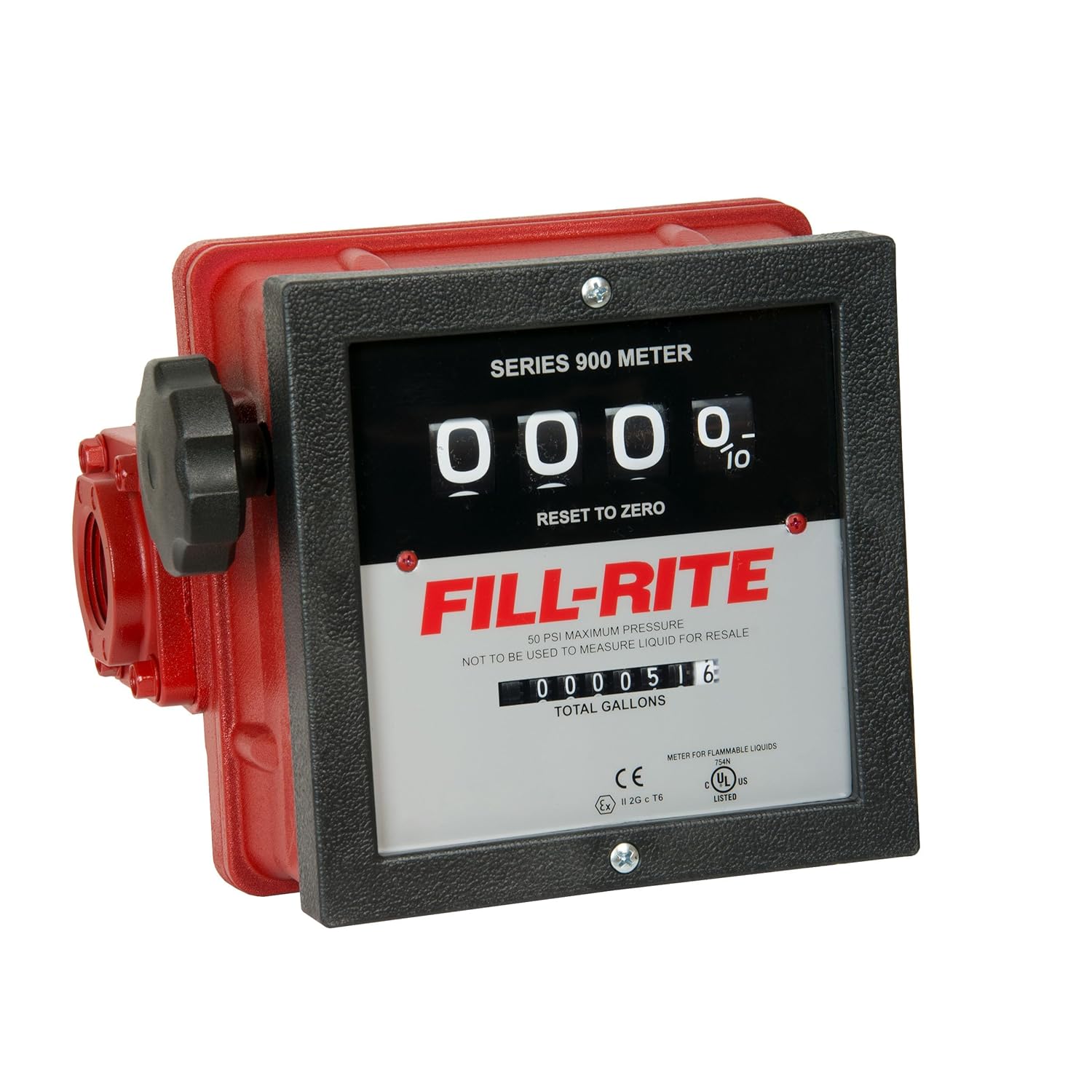 Fill-Rite Series 900 Mechanical Fuel Flow Meter – Heavy-Duty 1” Inline Meter for Diesel, Kerosene & Oil with High Accuracy and Resettable Counter