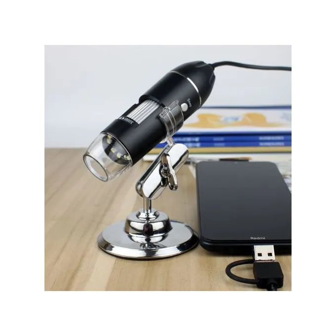 High-Precision USB Digital Microscope 1000X Magnification, HD Camera, Adjustable LED, Metal Stand – Perfect for Students, Technicians, Beauty, Electronics & DIY
