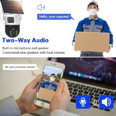 Solar PTZ Camera 4G SIM card Outdoor Dual Lens Wi-Fi 8MP 4K IP Camera Solar Panel CCTV Security Built in Battery PIR Cam V380 Pro