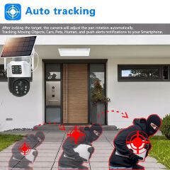 Solar PTZ Camera 4G SIM card Outdoor Dual Lens Wi-Fi 8MP 4K IP Camera Solar Panel CCTV Security Built in Battery PIR Cam V380 Pro