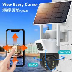 Solar PTZ Camera 4G SIM card Outdoor Dual Lens Wi-Fi 8MP 4K IP Camera Solar Panel CCTV Security Built in Battery PIR Cam V380 Pro