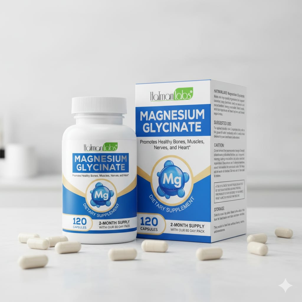 HatmanLabs Magnesium Glycinate - 120 Capsules (2-Month Supply)