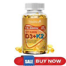 High-Potency Vitamin D3 + K2 MK-7 Supplement for Strong Bones, Enhanced Calcium Absorption, Heart & Immune Support – Daily Wellness Formula for Men & Women