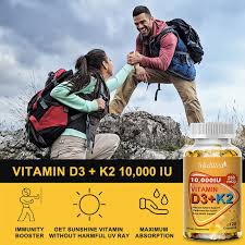 High-Potency Vitamin D3 + K2 MK-7 Supplement for Strong Bones, Enhanced Calcium Absorption, Heart & Immune Support – Daily Wellness Formula for Men & Women