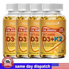 High-Potency Vitamin D3 + K2 MK-7 Supplement for Strong Bones, Enhanced Calcium Absorption, Heart & Immune Support – Daily Wellness Formula for Men & Women